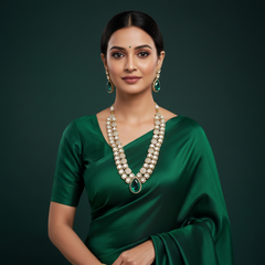 Elegant Victorian Emerald Haram and Earring - VH0041