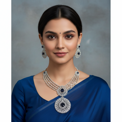 Daimond detachable pendant combo with Earrings and Tika - DH008