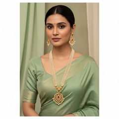 White Pearl Haram With Pendant and Earrings - PB00539