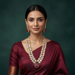 Elegant Victorian Ruby Haram and Earring - VH0040
