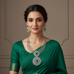Daimond detachable pendant combo with Earrings and Tika - DH008