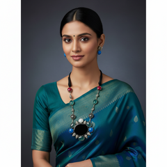 German Silver Designer Haram With Black Dori - PB00625
