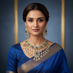 Victorian CZ Grand Chokers With Earrings - VN00185