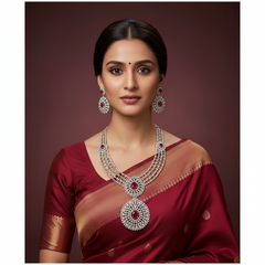 Daimond detachable pendant combo with Earrings and Tika - DH008