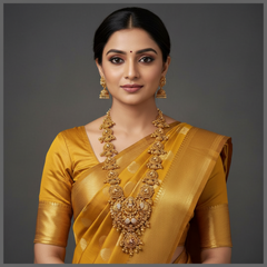 Beautiful Lakshmi Haram With Earrings In Nakshi - NH00391
