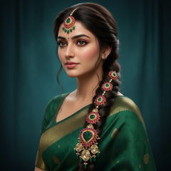 Jadau Gold Polish Jada With Emerald Stones - HA00245