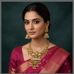 Beautiful Temple Design Lakshmi Kundan Necklace - KN00546