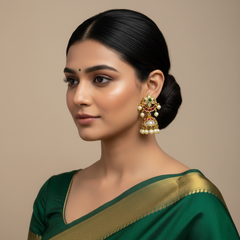 Moon Pattern CZ Kempu Jhumki - NE00637