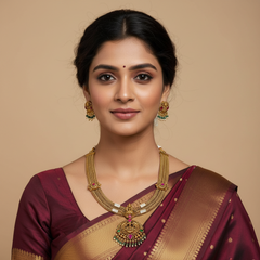 Jadau Nanu Chain Lakshmi Pendant - KN00586