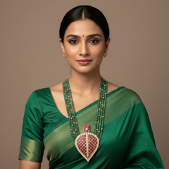 Vintage Model Jadau Pendant with Green Beads - PB00587