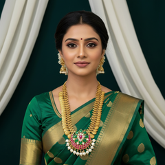 Jadau Kaasu mala with Chandbali pendant Haram - KH0079