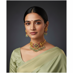 Jadau Kundan in Lotus Necklace - KN0080