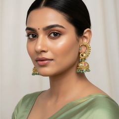 Nakshi Earcuff jhumkis with Peacock - NE00653