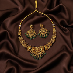 Nakshi Lakshmi Necklace With Emerald Beads - NN00933