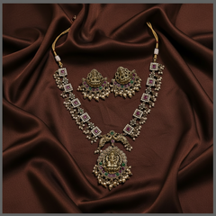 Antique Lakshmi Necklace In White Polish - NN00630