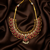 Short Jadau Mango Kundan Necklace In gold Polish - KN00595