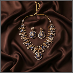 Mozonites Necklace With Jadau Kundan - DN0046