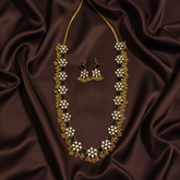 Black And White CZ Haram With Gold antique Balls - NH00501
