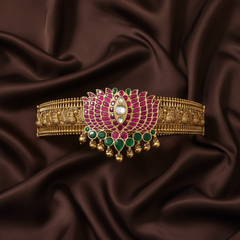 Lotus Jadau Pendant With Nakshi Belt - WB0030