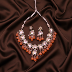 Elegant White Stone Diamond Necklace With Pearls - DN0065