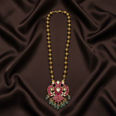 Nakshi Gold Ball Chain With Gandaberunda double side pendant - PB00573