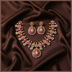 Mozonites Necklace With Jadau Kundan - DN0046