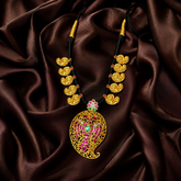 Gandaberunda Jadau Pendant with Mango Black Dori - BD00158