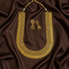 Bridal Grand Big KAasu Haram With Peacock Jhumki - NH00476