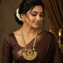 Grand And Elegant Big Chandbali Pearl Pendant With Pearl Side Haram - NH00471