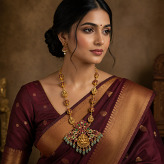 Elegant Grand jadau Lakshmi Pendant With Jadau Chain - KH00362