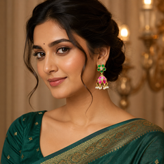 Jadau Stone Jhumka with screwback - KE0050