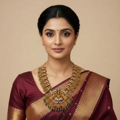 Lakshmi Balaji Antique Polish Jadau Haram - KH00358
