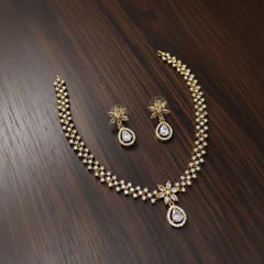 Antique Polish CZ Stone Necklace - NN00881