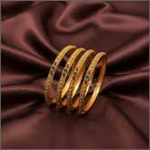 Beautiful Antique Multi Colour Set of 4 Bangles in Nakshi - BG00447