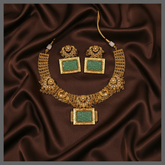 Antique Emerald with Peacock Necklace in Nakshi - NN00616