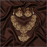 Antique Lakshmi and Elephant Necklace With Pearls - NN00386