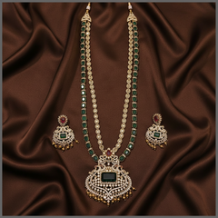 Double Layer Emerald and White Stone Haram In Victorian - VH0044