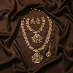 Beautiful Ruby Mango Bridal Set in Nakshi - BR0047