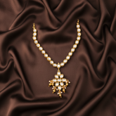 Beautiful Stone Necklace with Flower Pendant in Kundan - KN00570