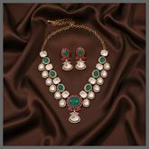 Beautiful Antique White mozinite Stone Necklace In Kundan - KN00412