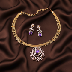 Invisible Multi Layer Choker With Diamond Pendant - Dn0068