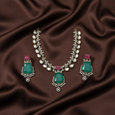 Victorian necklace With Emerald And Pink Stone - VN00181