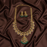 Beautiful Lakshmi Long Gold Replica Haram With U Pattern - NH00142