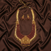 Beautiful Lakshmi Haram With Red Beads - NH00211