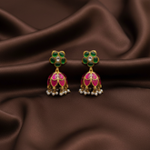 Jadau Stone Jhumka with screwback - KE0050