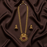 Antique Finish Ganesha Pendant long chain With Jhumkis - NH00206