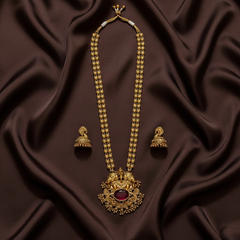 Antique Finish Ganesha Pendant long chain With Jhumkis - NH00206