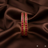 Ruby Jadau Square Pattern Bangles - BG00646