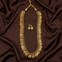 Long Kaasu Haram with earrings - NH00458