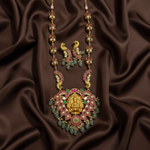 Jadau Lakshmi Pendant With Peacocok And Flower Chain - KH00361